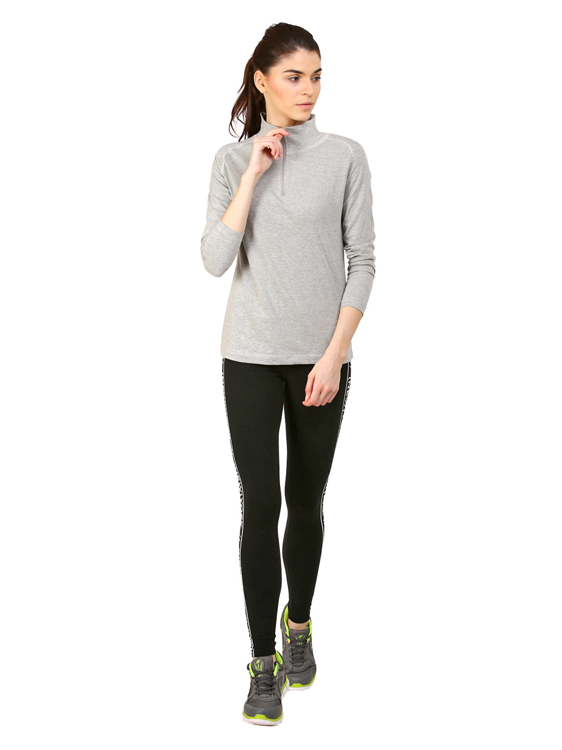 Ap'pulse Women's 1/4 Zip Hineck Raglan Tshirt