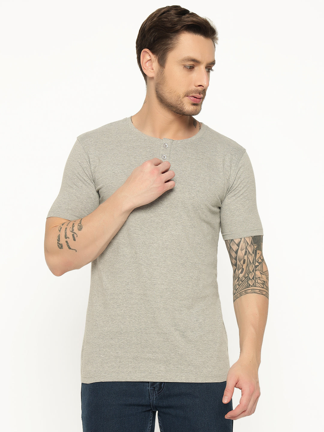 Ap'pulse Men's Short Sleeve Henley Tshirt