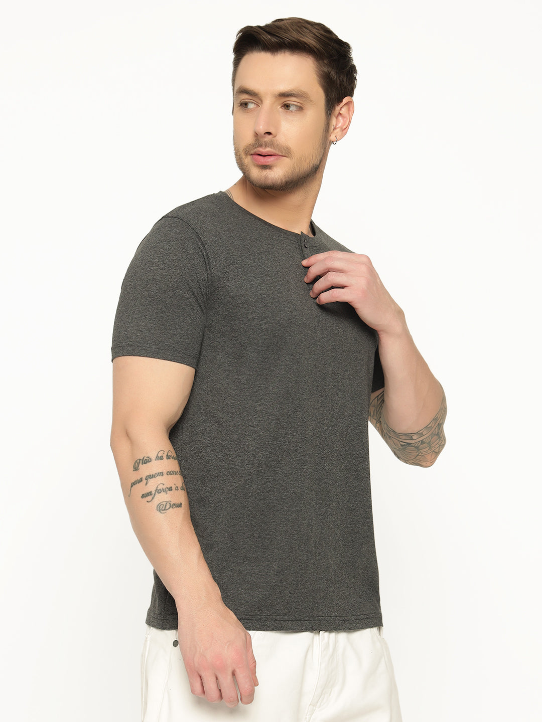 Ap'pulse Men's Short Sleeve Henley Tshirt
