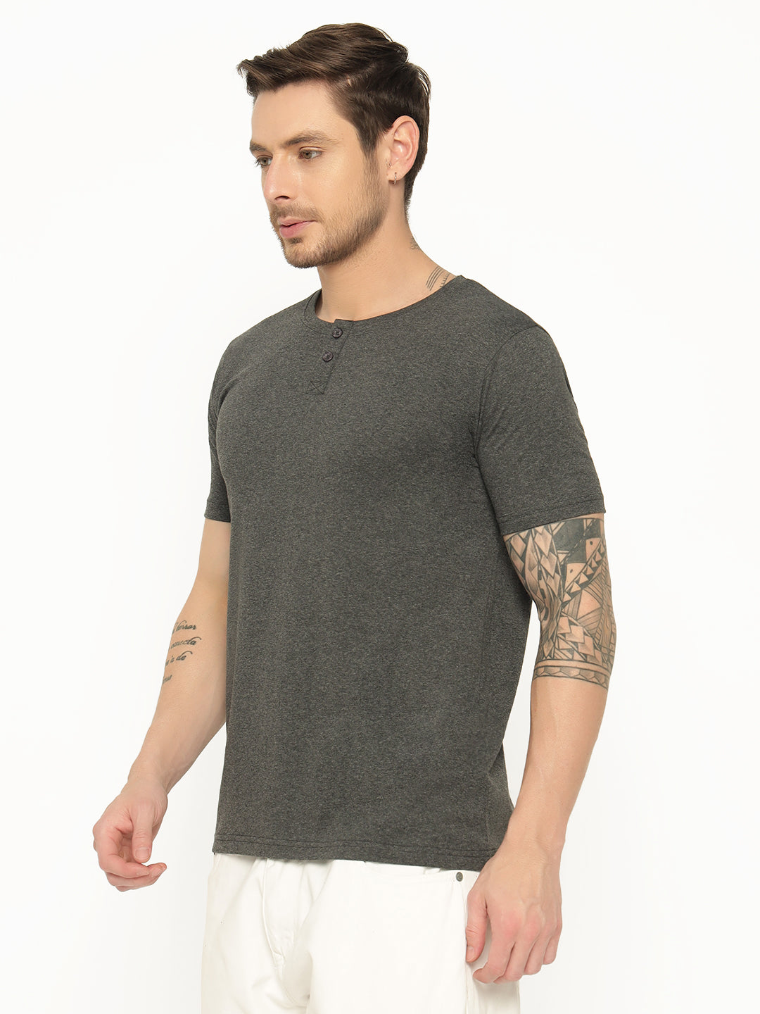 Ap'pulse Men's Short Sleeve Henley Tshirt