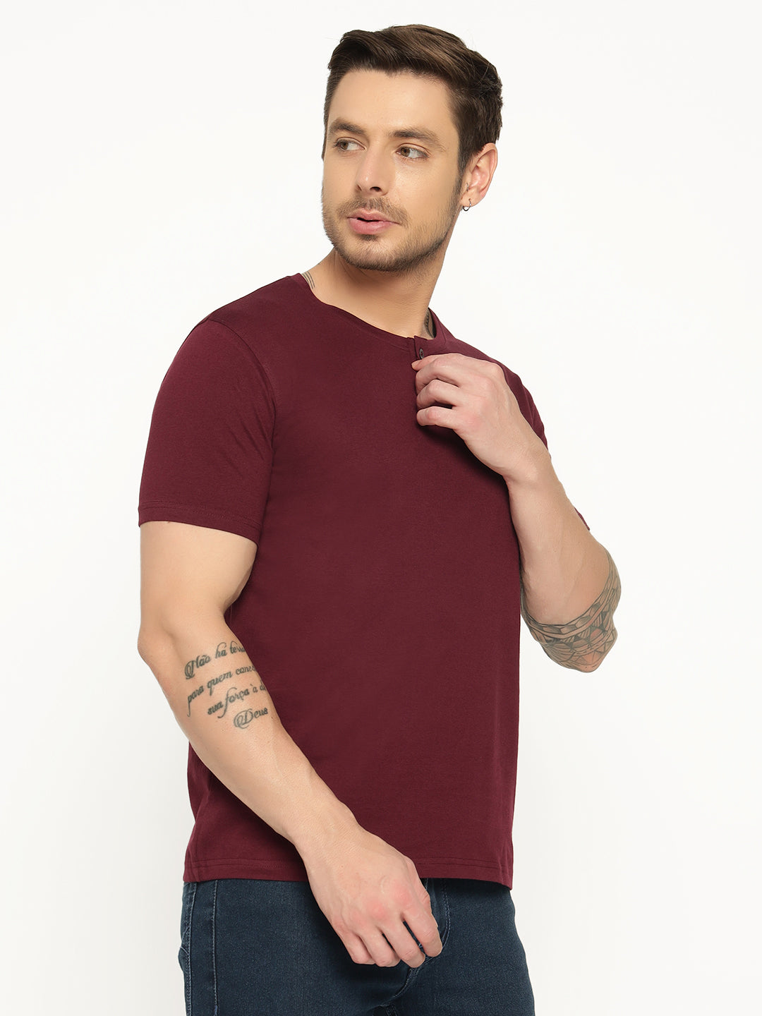 Ap'pulse Men's Short Sleeve Henley Tshirt