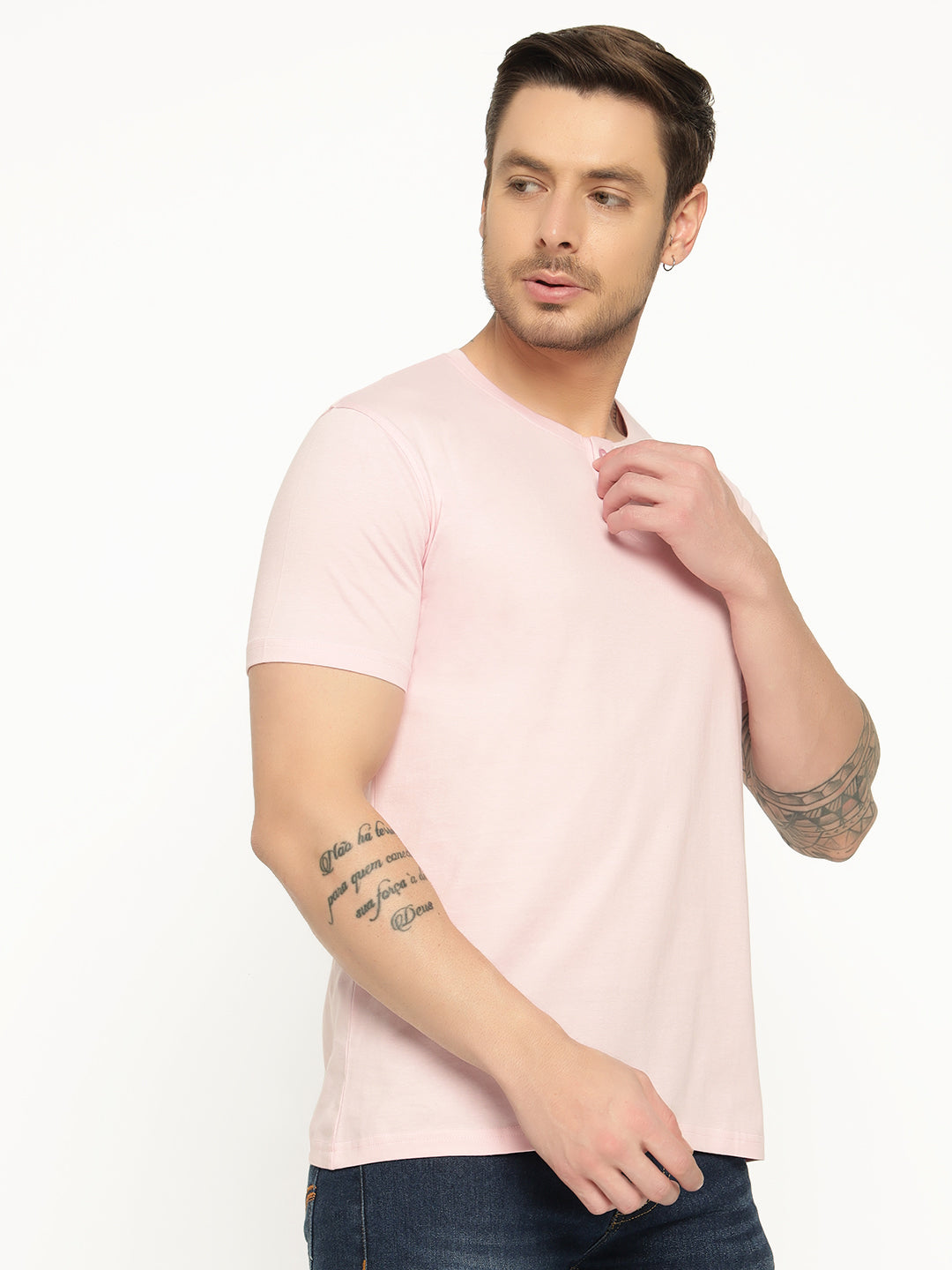 Ap'pulse Men's Short Sleeve Henley Tshirt