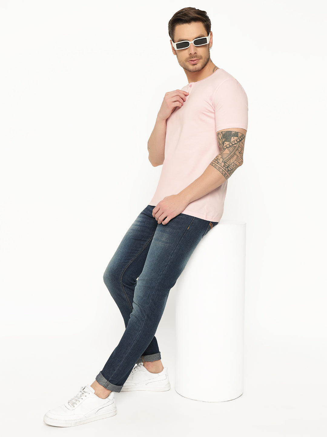 Ap'pulse Men's Short Sleeve Henley Tshirt