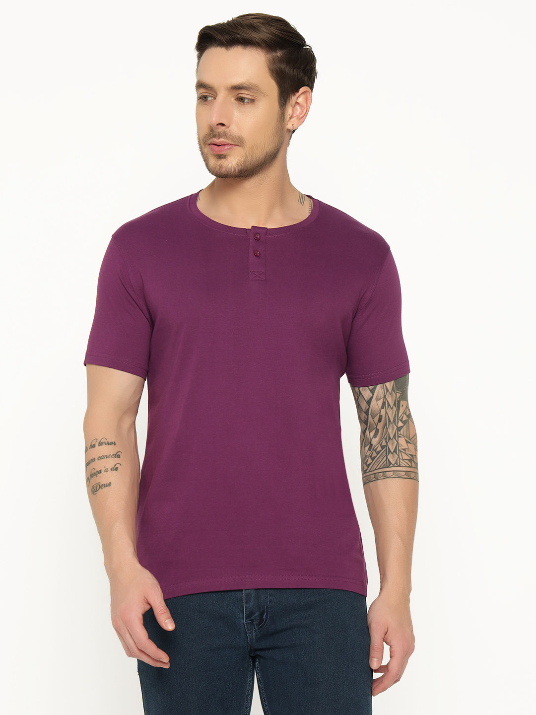 Ap'pulse Men's Short Sleeve Henley Tshirt