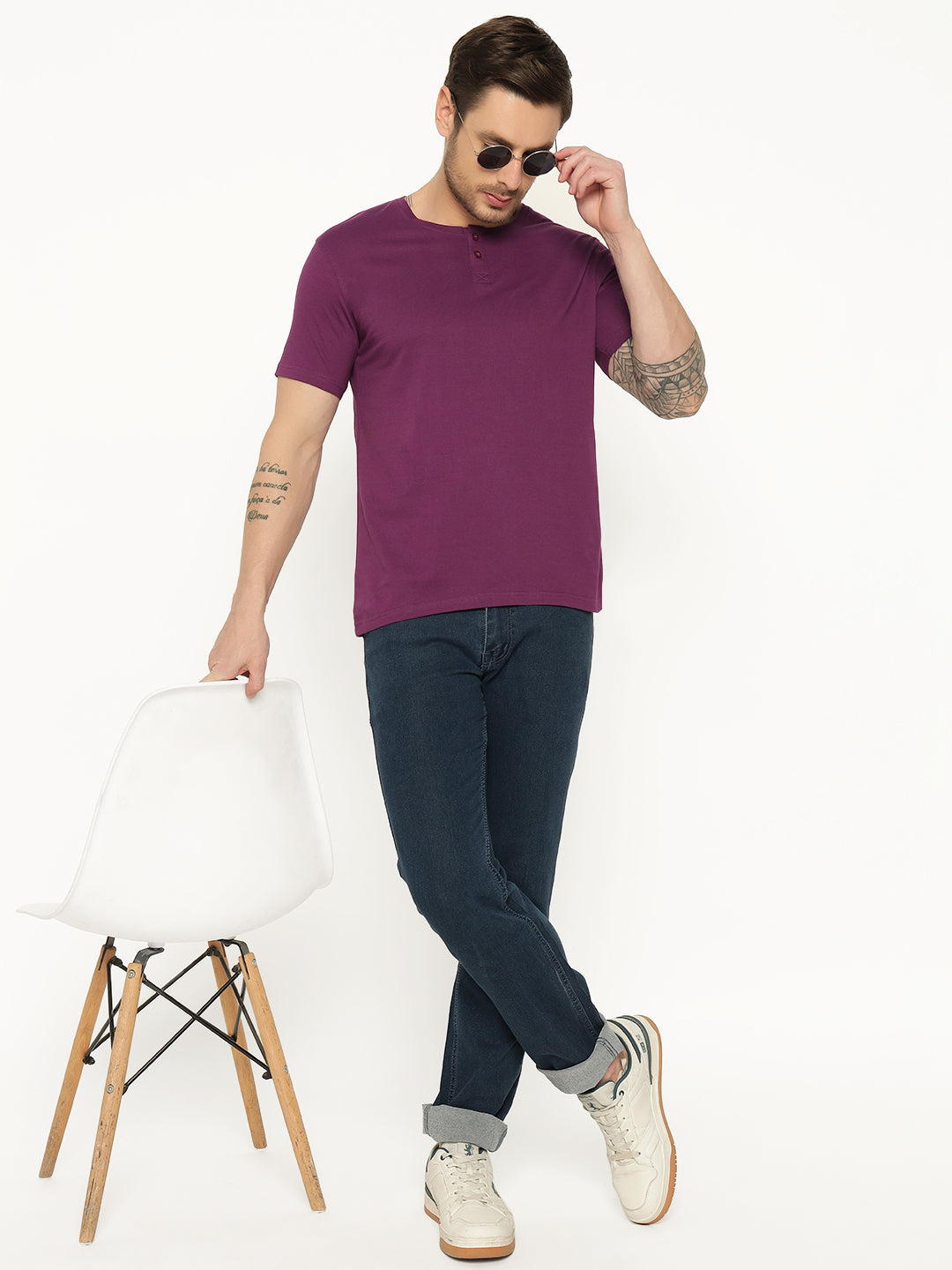 Ap'pulse Men's Short Sleeve Henley Tshirt