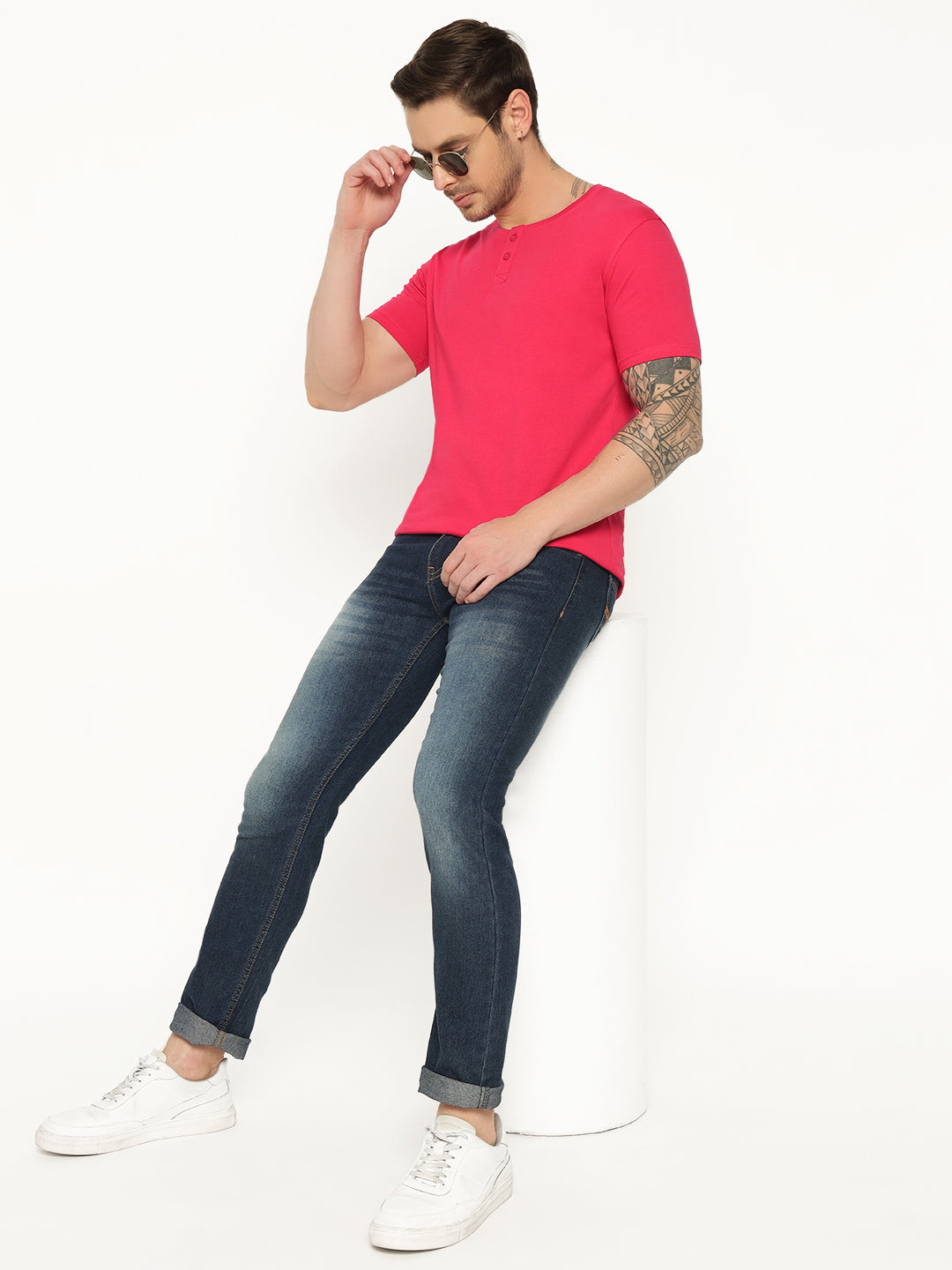 Ap'pulse Men's Short Sleeve Henley Tshirt