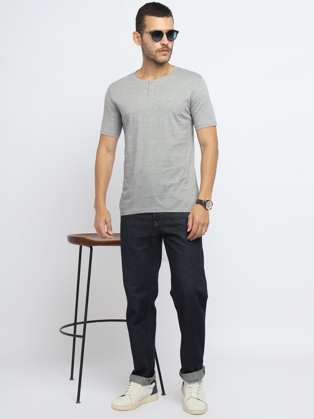 Ap'pulse Men's Short Sleeve Henley Tshirt