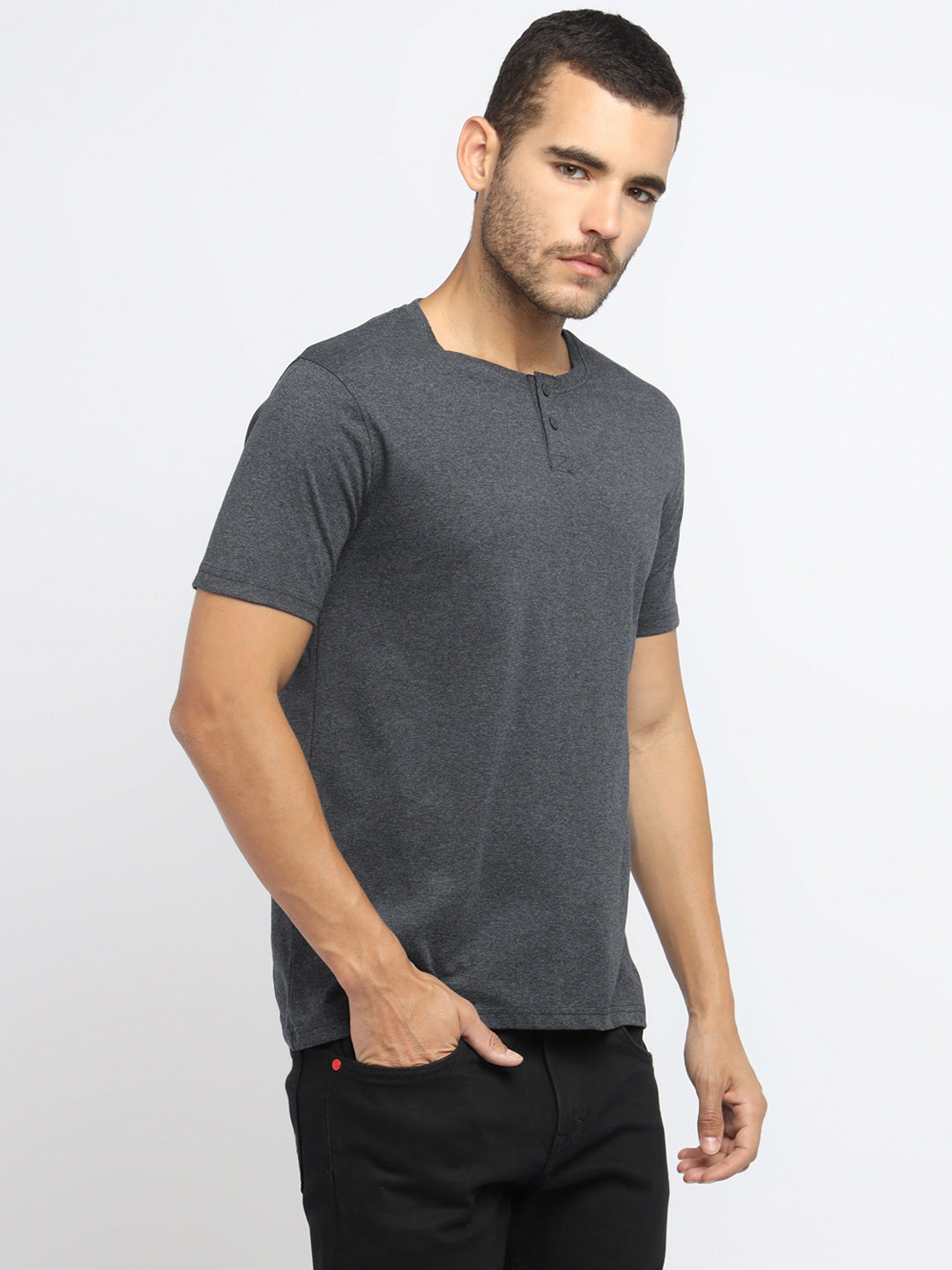Ap'pulse Men's Short Sleeve Henley Tshirt