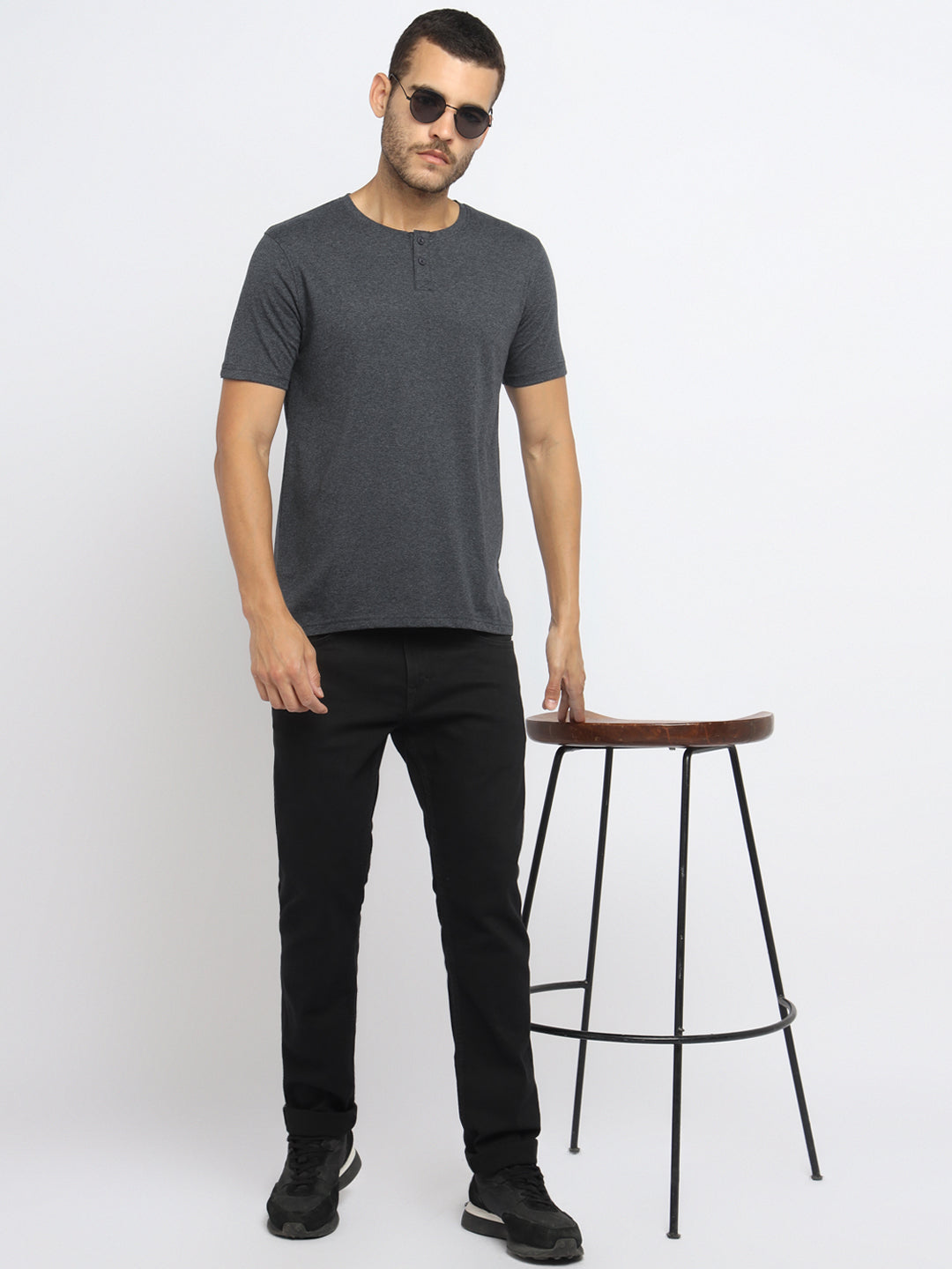 Ap'pulse Men's Short Sleeve Henley Tshirt