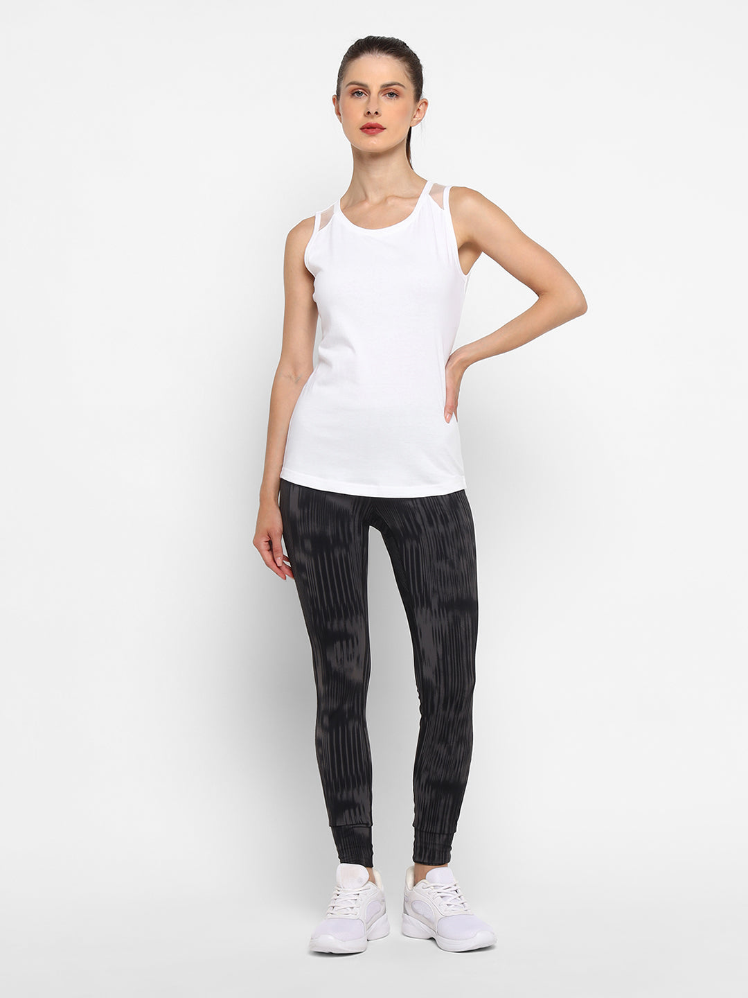 Ap'pulse Women's Short Sleeve Round Neck Shoulder Mesh Tshirt