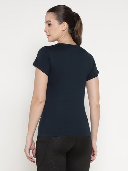 Appulse Women's Short Sleeve Round Neck Zipper T-Shirt | Women | Premium Cotton | Activewear | Athleisure