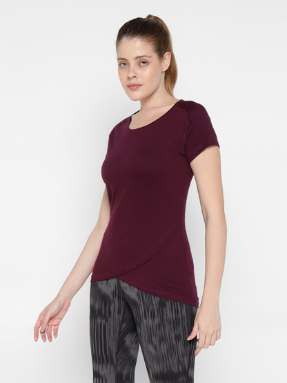 Appulse Women's Short Sleeve Round Neck Bottom Cross Over T-Shirt | Women | Premium Cotton | Activewear | Athleisure