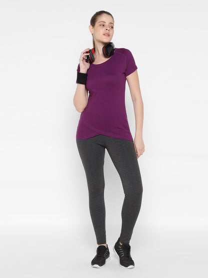 Appulse Women's Short Sleeve Round Neck Bottom Cross Over T-Shirt | Women | Premium Cotton | Activewear | Athleisure