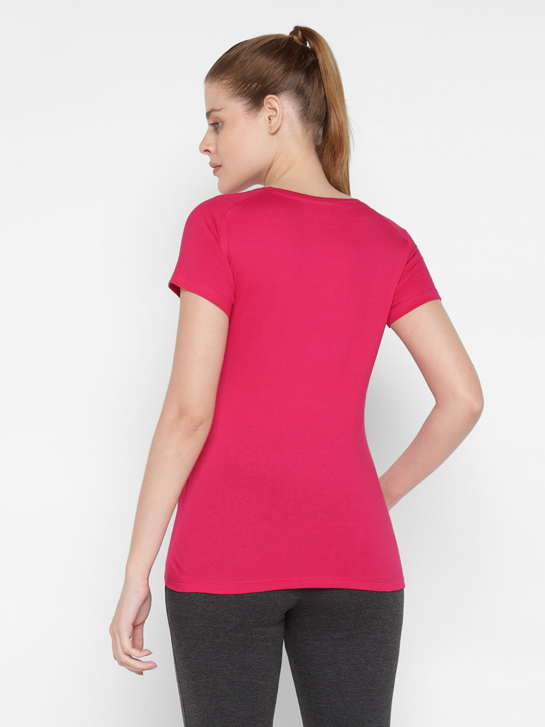 Ap'pulse Women's Short Sleeve Round Neck Bottom Cross Over Tshirt