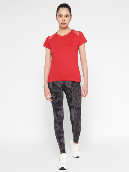 Appulse Women's Short Sleeve Round Neck Shoulder Mesh T-Shirt | Women | Premium Cotton | Activewear | Athleisure