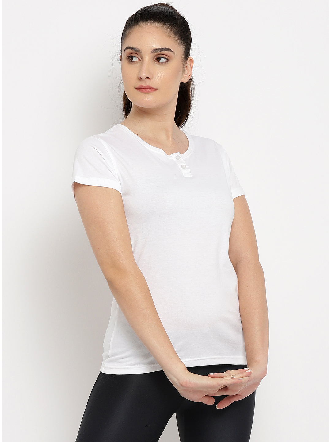 Appulse Women's Short Sleeve Henley T-Shirt | Women | Premium Cotton | Activewear | Athleisure