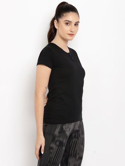 Appulse Women's Short Sleeve Henley T-Shirt | Women | Premium Cotton | Activewear | Athleisure