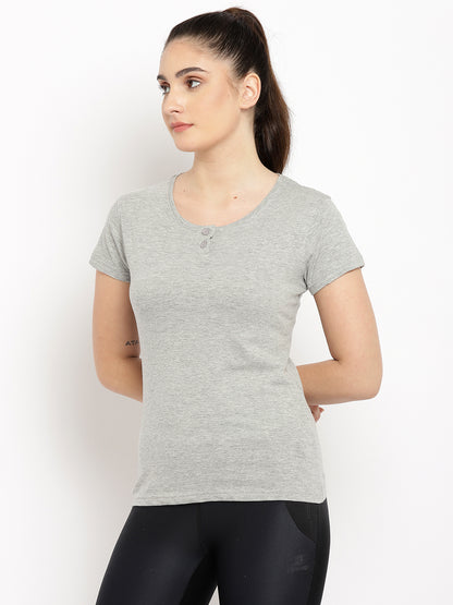 Appulse Women's Short Sleeve Henley T-Shirt | Women | Premium Cotton | Activewear | Athleisure
