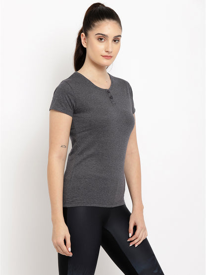 Appulse Women's Short Sleeve Henley T-Shirt | Women | Premium Cotton | Activewear | Athleisure