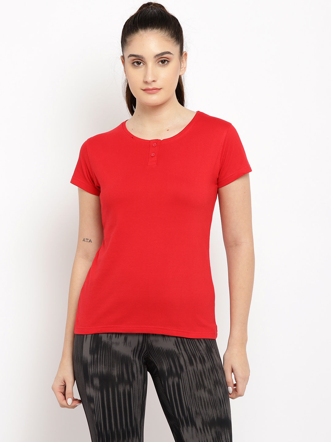 Appulse Women's Short Sleeve Henley T-Shirt | Women | Premium Cotton | Activewear | Athleisure