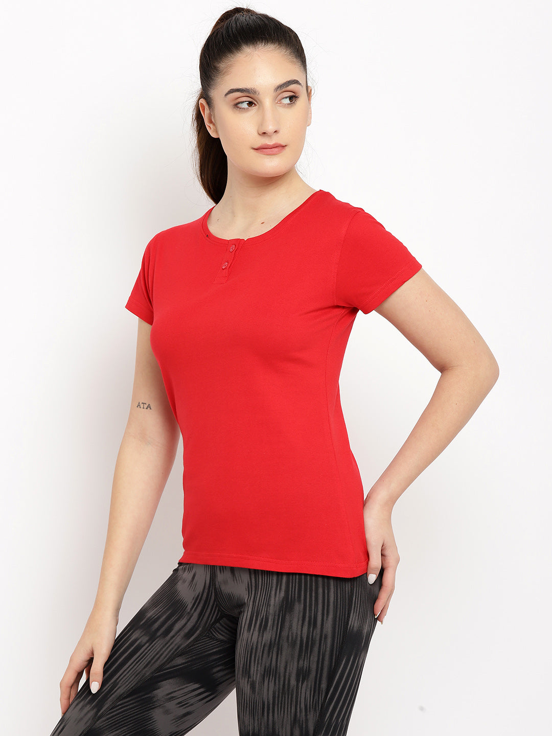 Appulse Women's Short Sleeve Henley T-Shirt | Women | Premium Cotton | Activewear | Athleisure