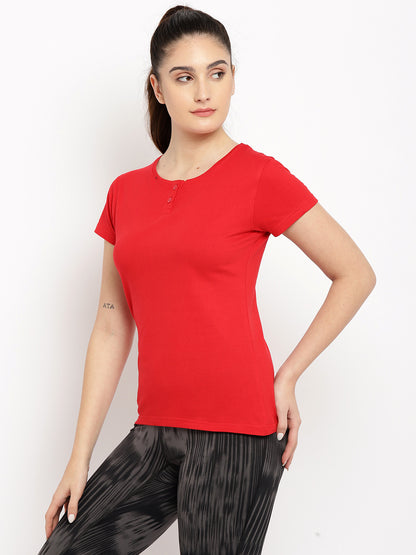 Appulse Women's Short Sleeve Henley T-Shirt | Women | Premium Cotton | Activewear | Athleisure