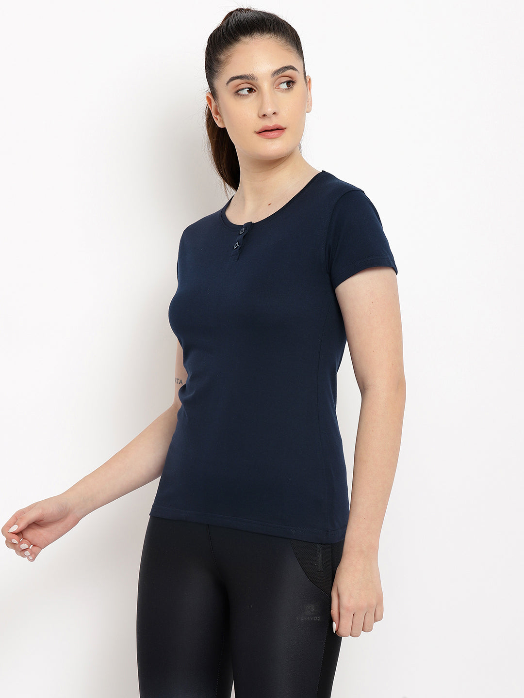Appulse Women's Short Sleeve Henley T-Shirt | Women | Premium Cotton | Activewear | Athleisure