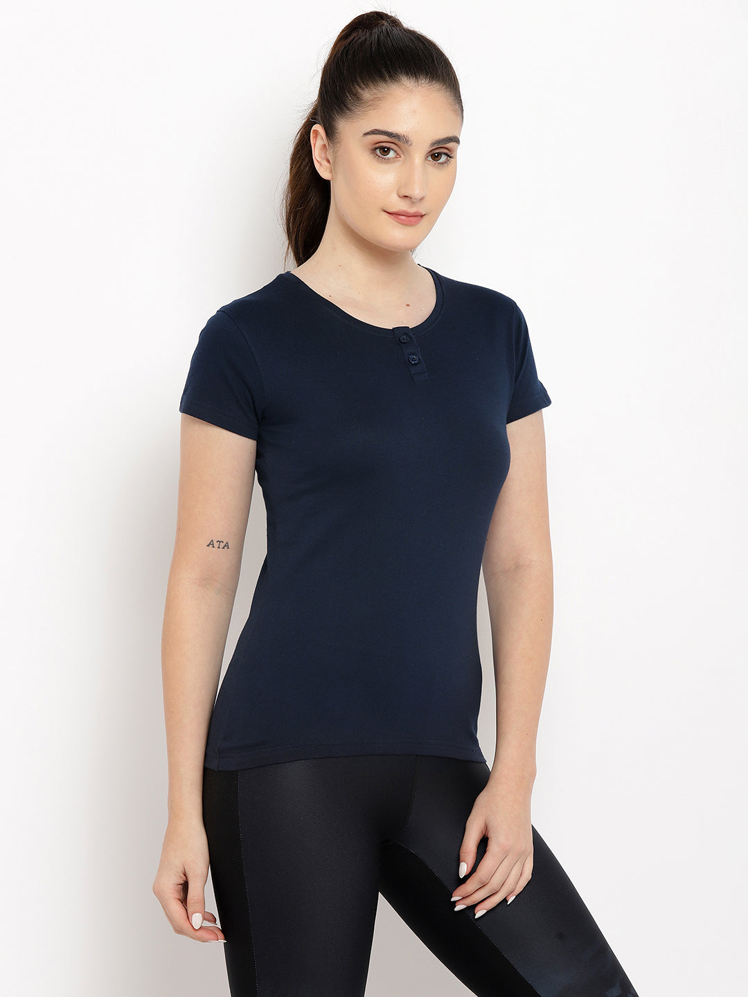 Appulse Women's Short Sleeve Henley T-Shirt | Women | Premium Cotton | Activewear | Athleisure