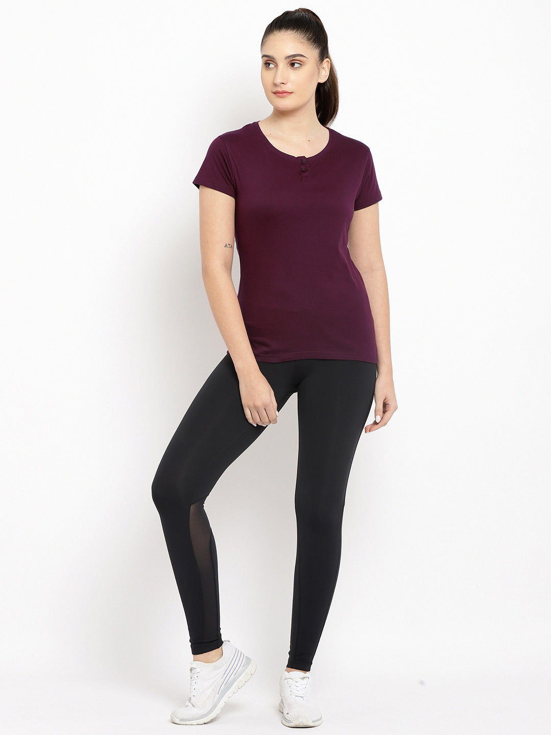 Appulse Women's Short Sleeve Henley T-Shirt | Women | Premium Cotton | Activewear | Athleisure