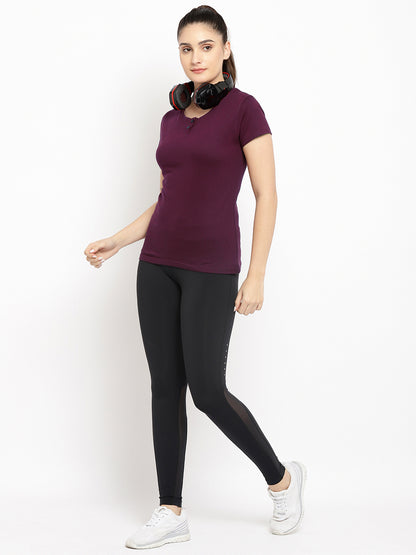 Appulse Women's Short Sleeve Henley T-Shirt | Women | Premium Cotton | Activewear | Athleisure
