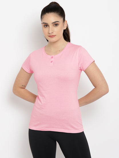 Appulse Women's Short Sleeve Henley T-Shirt | Women | Premium Cotton | Activewear | Athleisure