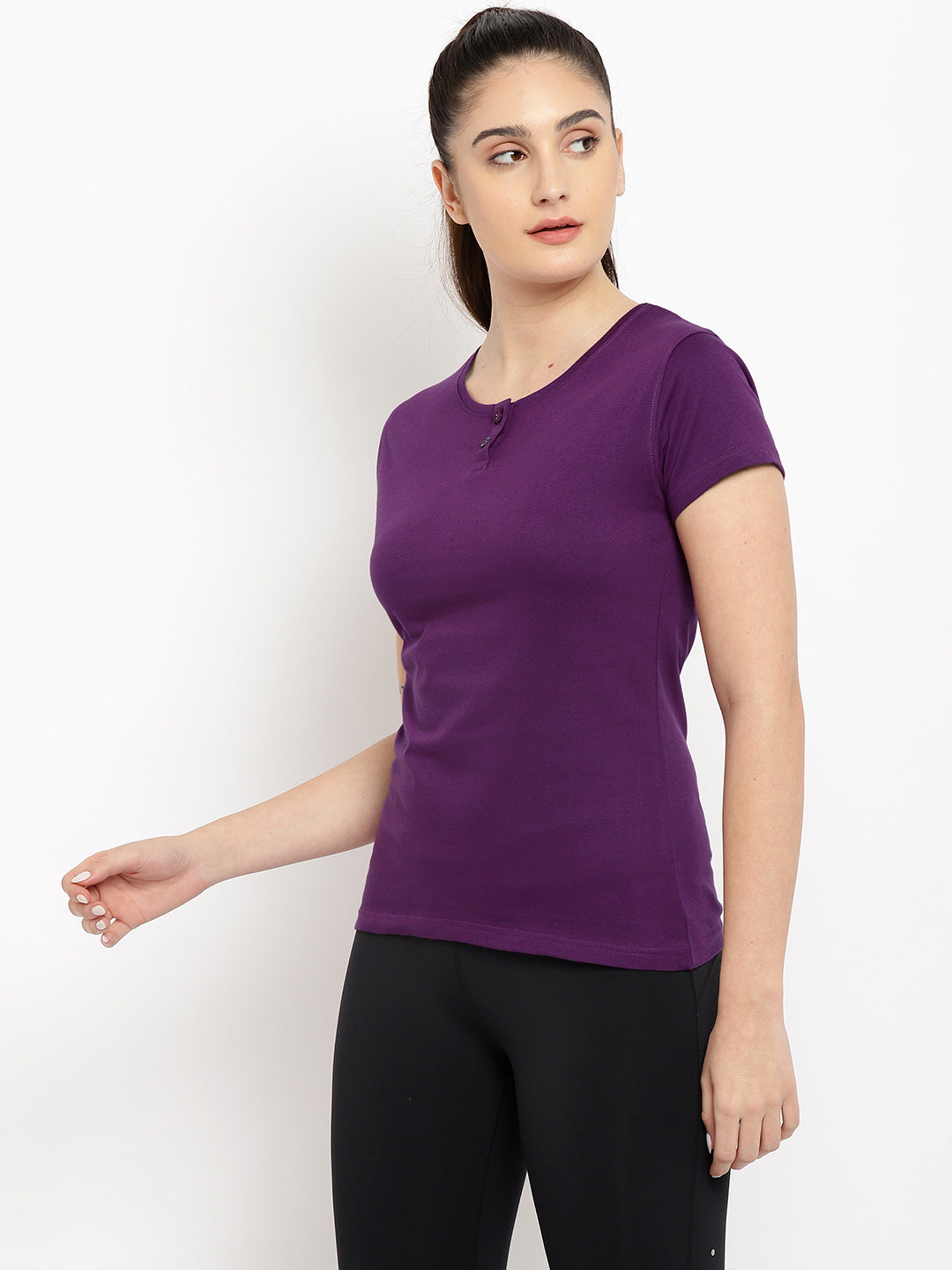 Appulse Women's Short Sleeve Henley T-Shirt | Women | Premium Cotton | Activewear | Athleisure