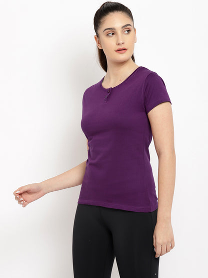 Appulse Women's Short Sleeve Henley T-Shirt | Women | Premium Cotton | Activewear | Athleisure