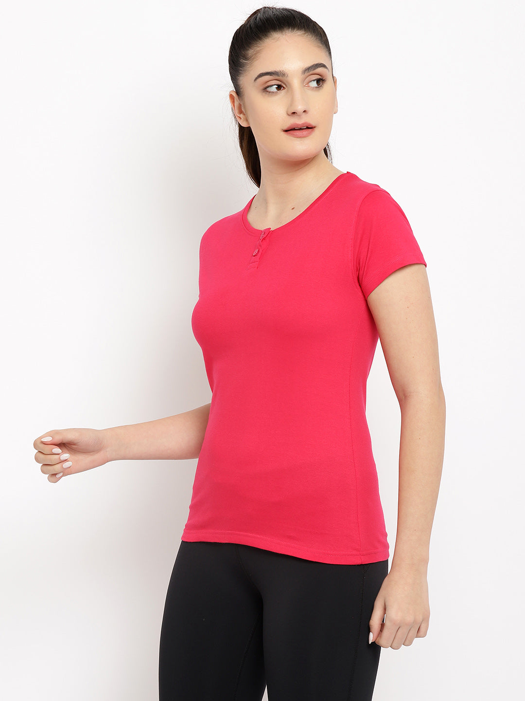 Appulse Women's Short Sleeve Henley T-Shirt | Women | Premium Cotton | Activewear | Athleisure