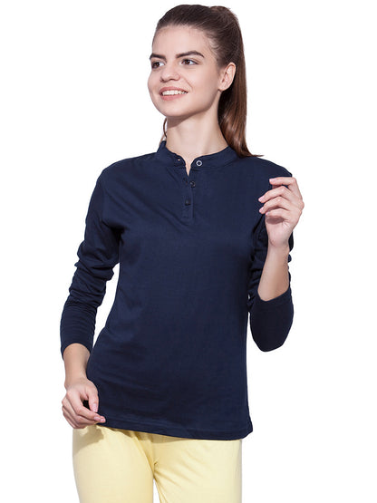 Appulse Women's Long Sleeve Mandarin Polo T-Shirt | Women | Premium Cotton | Activewear | Athleisure