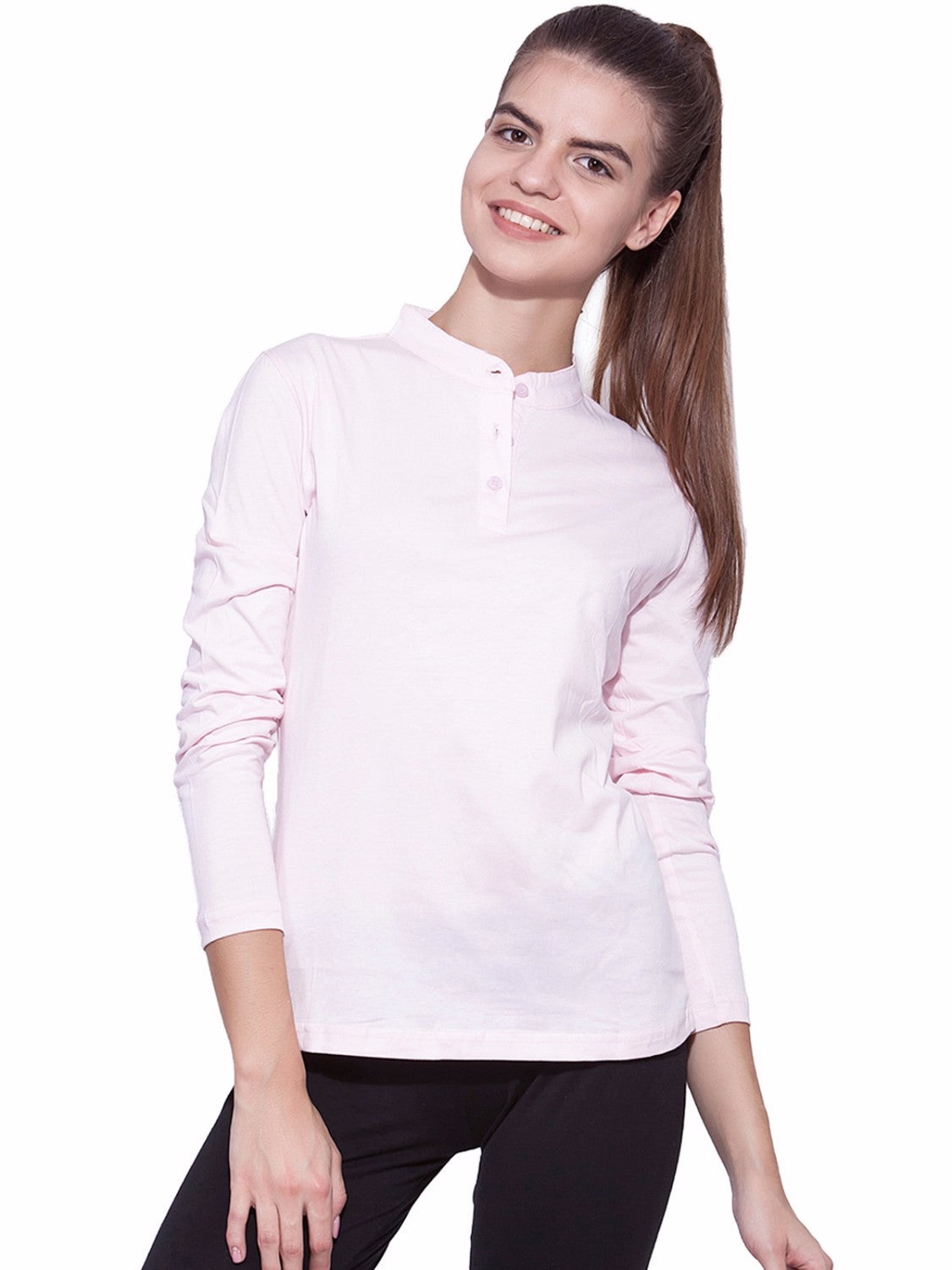 Appulse Women's Long Sleeve Mandarin Polo T-Shirt | Women | Premium Cotton | Activewear | Athleisure
