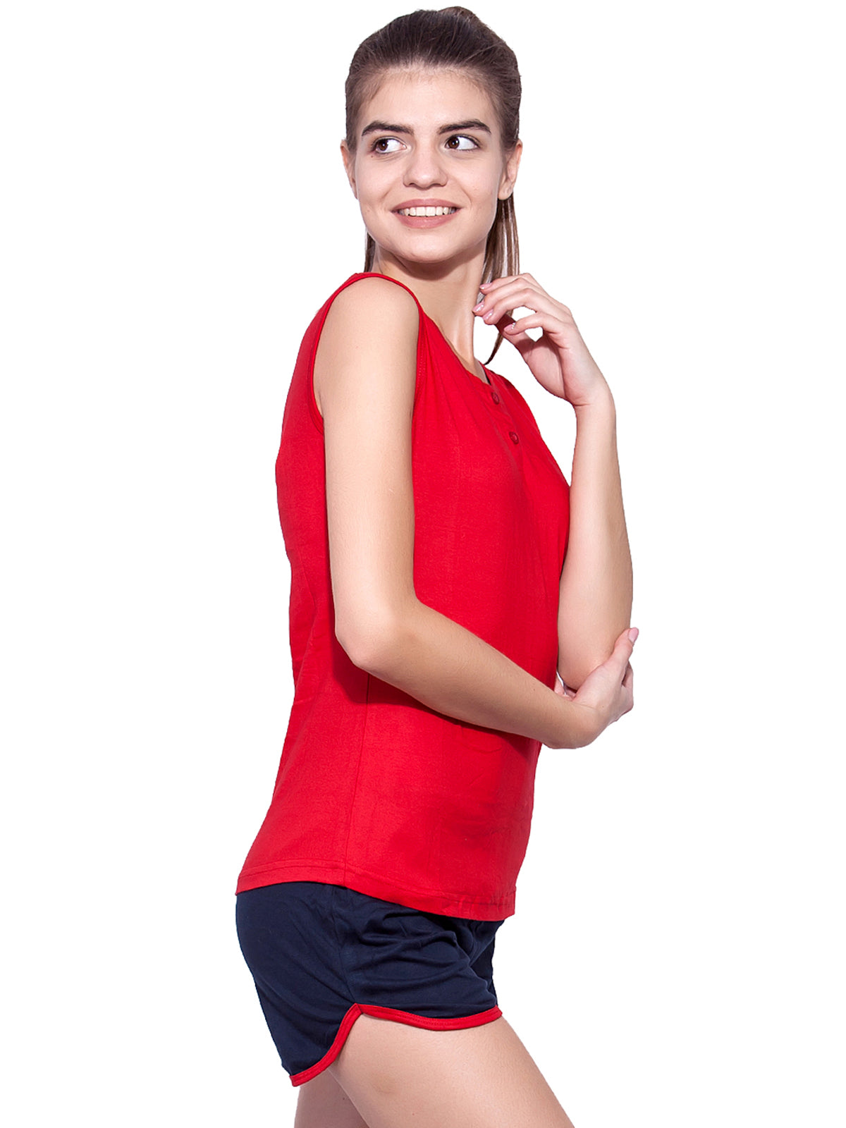 Appulse Women's Sleeveless Henley T-Shirt | Women | Premium Cotton | Activewear | Athleisure