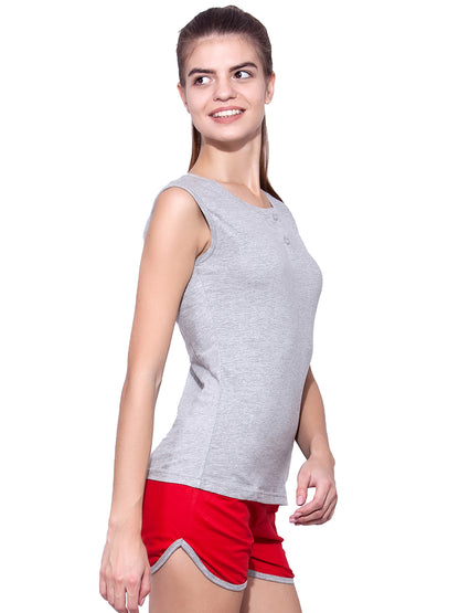 Appulse Women's Sleeveless Henley T-Shirt | Women | Premium Cotton | Activewear | Athleisure