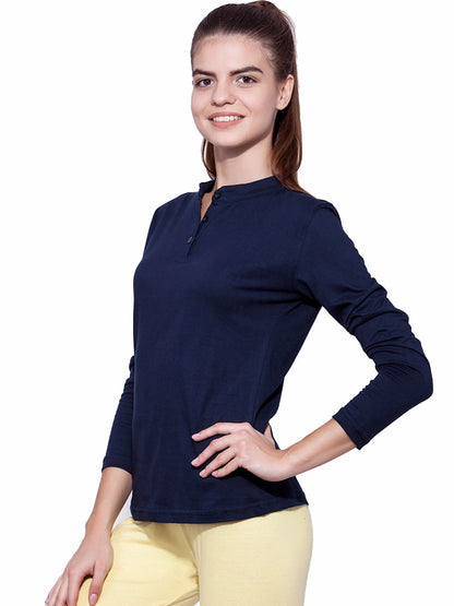 Appulse Women's Long Sleeve Mandarin Polo T-Shirt | Women | Premium Cotton | Activewear | Athleisure