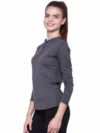 Appulse Women's Long Sleeve Mandarin Polo T-Shirt | Women | Premium Cotton | Activewear | Athleisure