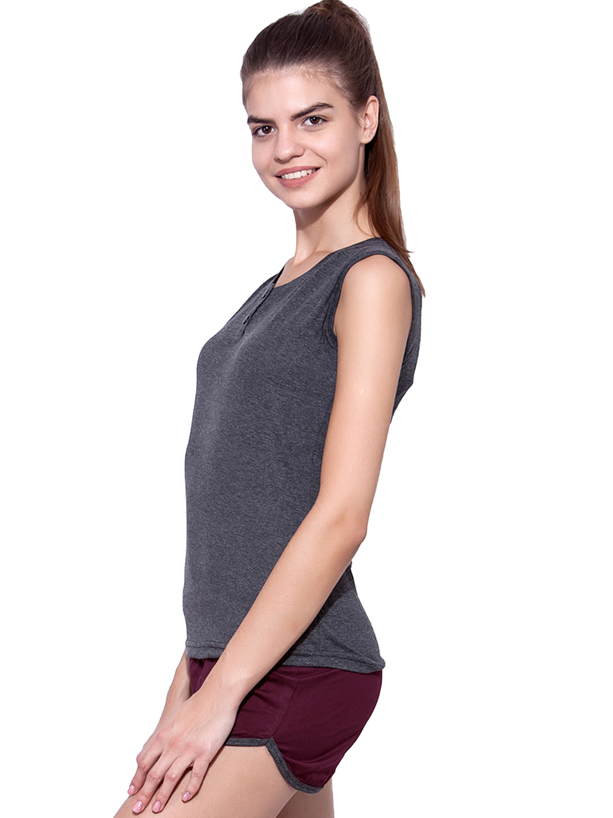 Appulse Women's Sleeveless Henley T-Shirt | Women | Premium Cotton | Activewear | Athleisure