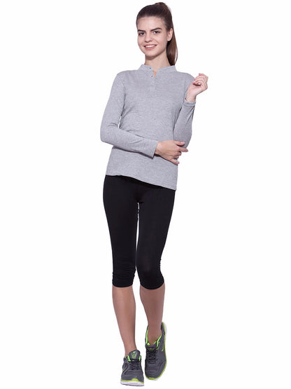 Appulse Women's Long Sleeve Mandarin Polo T-Shirt | Women | Premium Cotton | Activewear | Athleisure