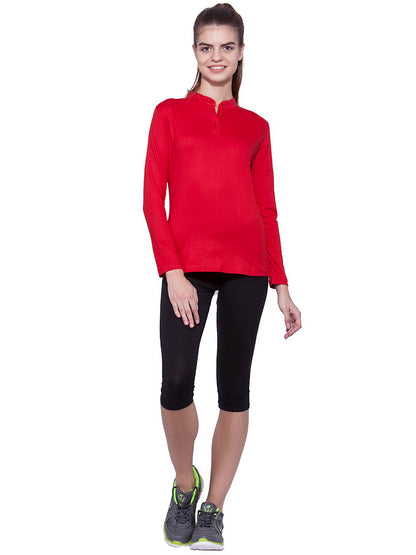 Appulse Women's Long Sleeve Mandarin Polo T-Shirt | Women | Premium Cotton | Activewear | Athleisure