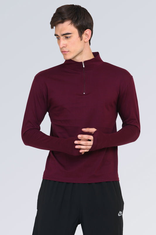 Ap'pulse Men's 1/4 Hineck Zipper Thumbopen Tshirt