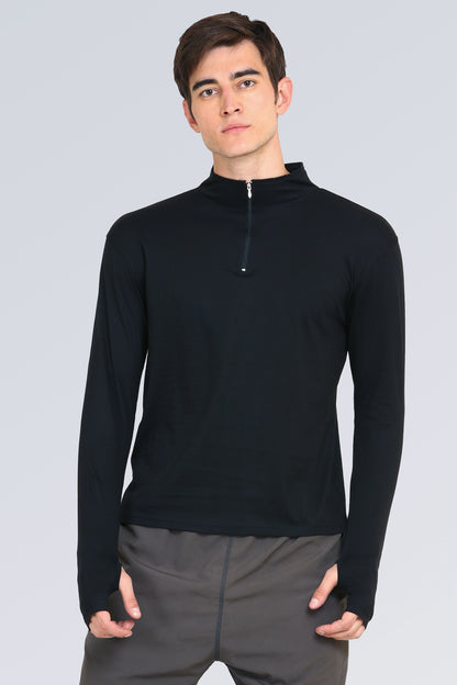 Appulse Men's 1/4 High Neck Zipper Thumb Hole T-Shirt | Men | Premium Cotton | Activewear | Athleisure