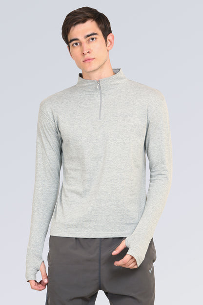 Appulse Men's 1/4 High Neck Zipper Thumb Hole T-Shirt | Men | Premium Cotton | Activewear | Athleisure