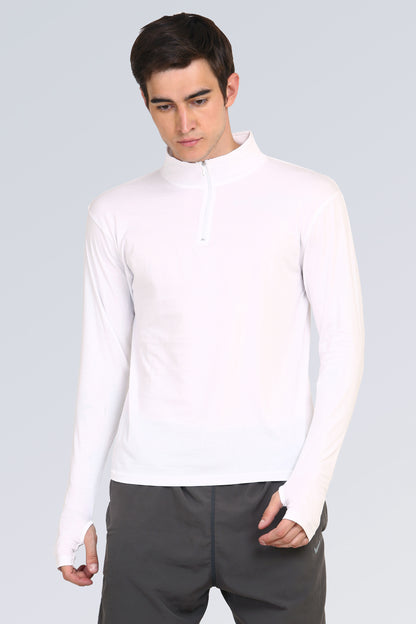 Appulse Men's 1/4 High Neck Zipper Thumb Hole T-Shirt | Men | Premium Cotton | Activewear | Athleisure