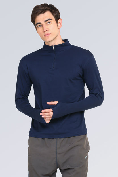 Appulse Men's 1/4 High Neck Zipper Thumb Hole T-Shirt | Men | Premium Cotton | Activewear | Athleisure