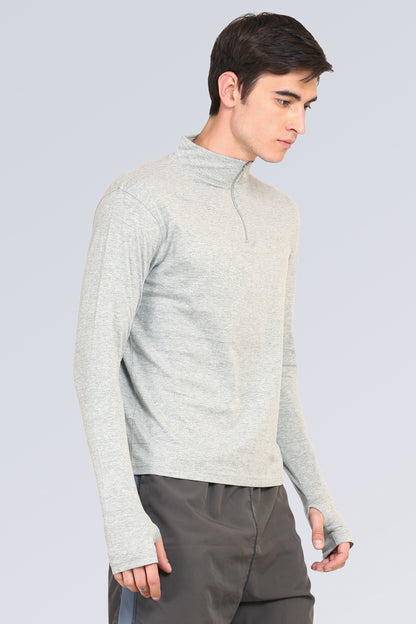 Appulse Men's 1/4 High Neck Zipper Thumb Hole T-Shirt | Men | Premium Cotton | Activewear | Athleisure
