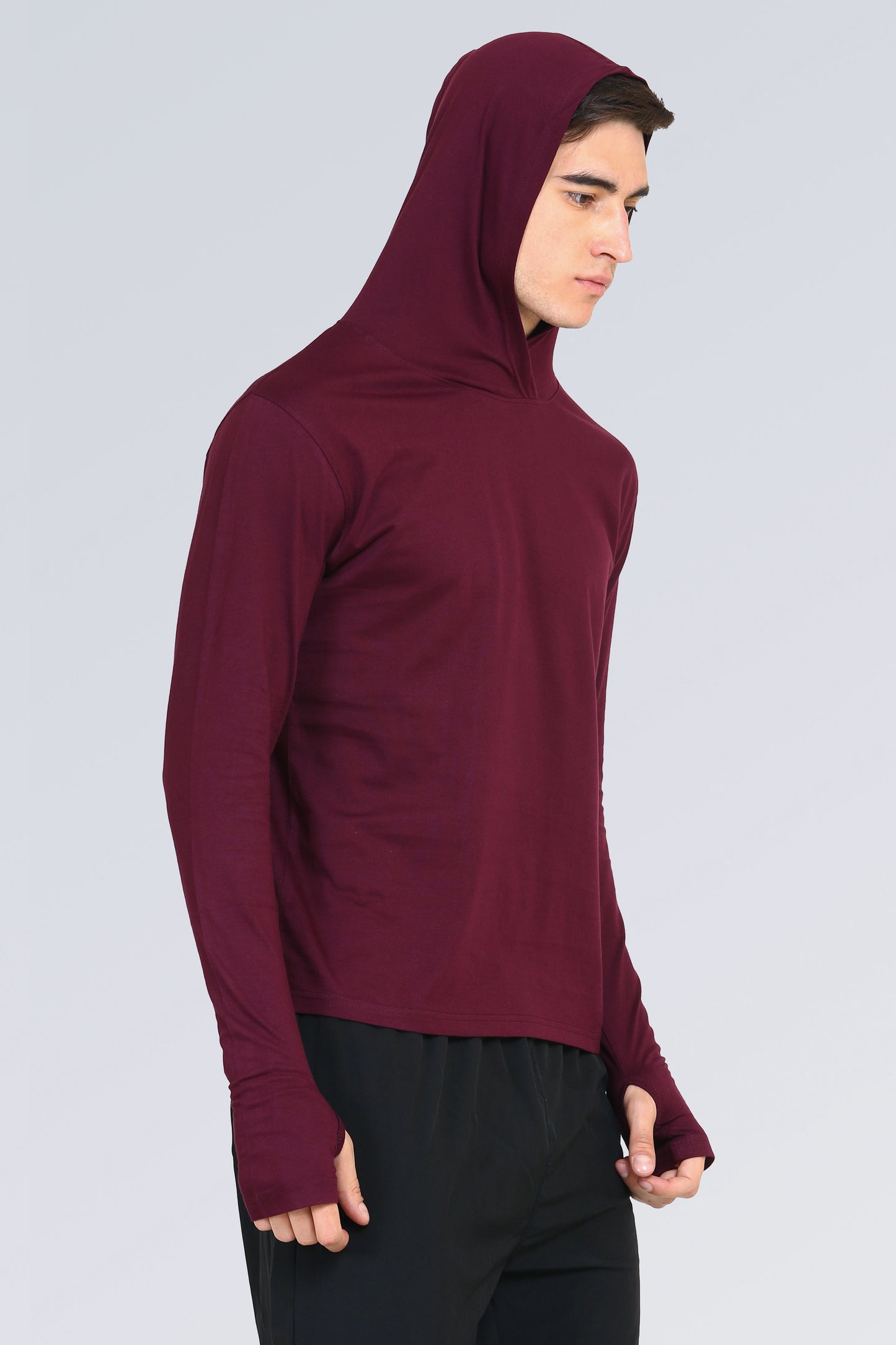 Ap'pulse Men's Hooded Thumbopen Tshirt
